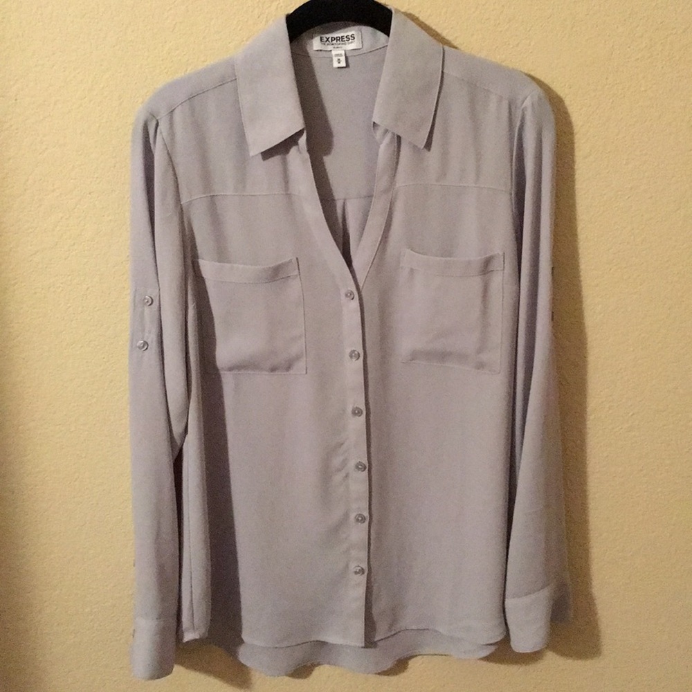 Express Blue Buttoned Top